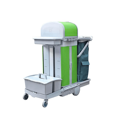 趟（tàng）門儲物箱+卷簾（lián）頂蓋（gài）平拖清潔服務手推車帶製動（dòng）裝置 STB R151G