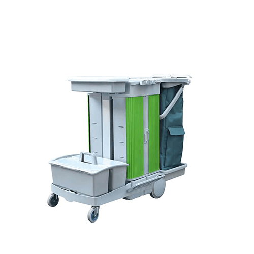 趟門儲物箱（xiāng）平拖清潔服務手推車帶製動（dòng）裝置 STB 151G