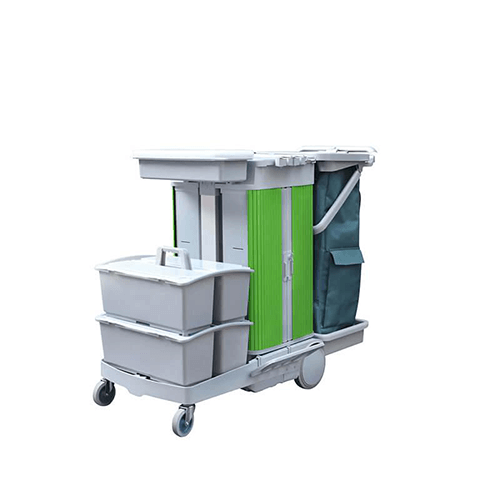 趟門儲（chǔ）物箱平拖清潔服務手推車帶製動裝置 STB 152G