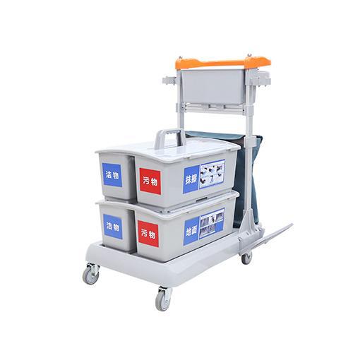 靈動型平推係統清潔車，配垃圾（jī）袋，雙格桶x2，帶（dài）刹（shā）車，含（hán）標貼 JDB R223