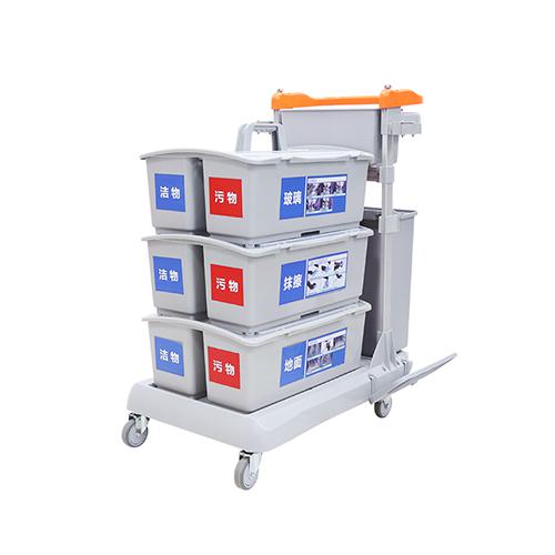 帶刹車靈動型平推係統清潔車 配（pèi）23升垃圾桶、3個雙（shuāng）格（gé）桶、2套車架/箱 JDB G323