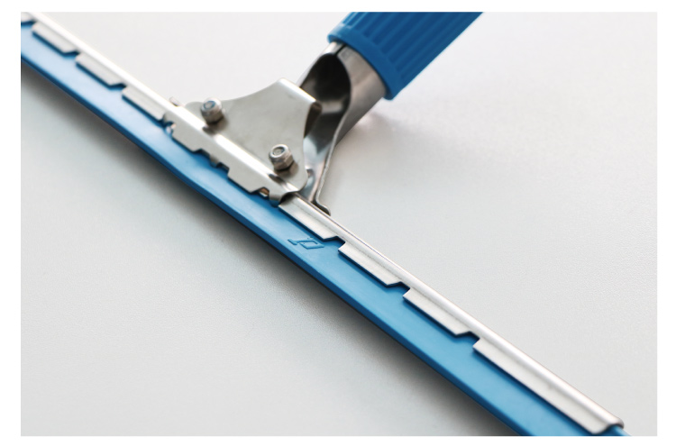 不鏽（xiù）鋼玻璃刮 配藍色軟膠條三叉型手柄