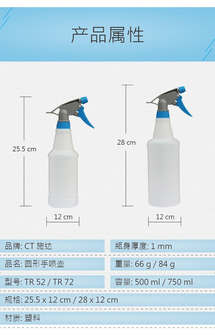 圓形手噴壺紅黃藍綠白五色（sè）可選